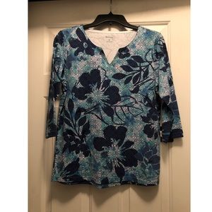 COPY - Size medium blue floral rhinestone floral leaves top